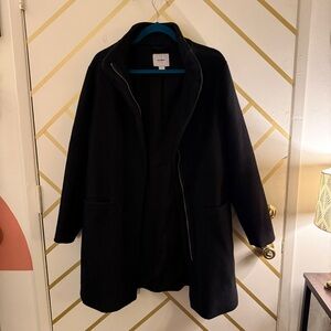 Old Navy Felt Black Women's Zip-Up Winter Coat
